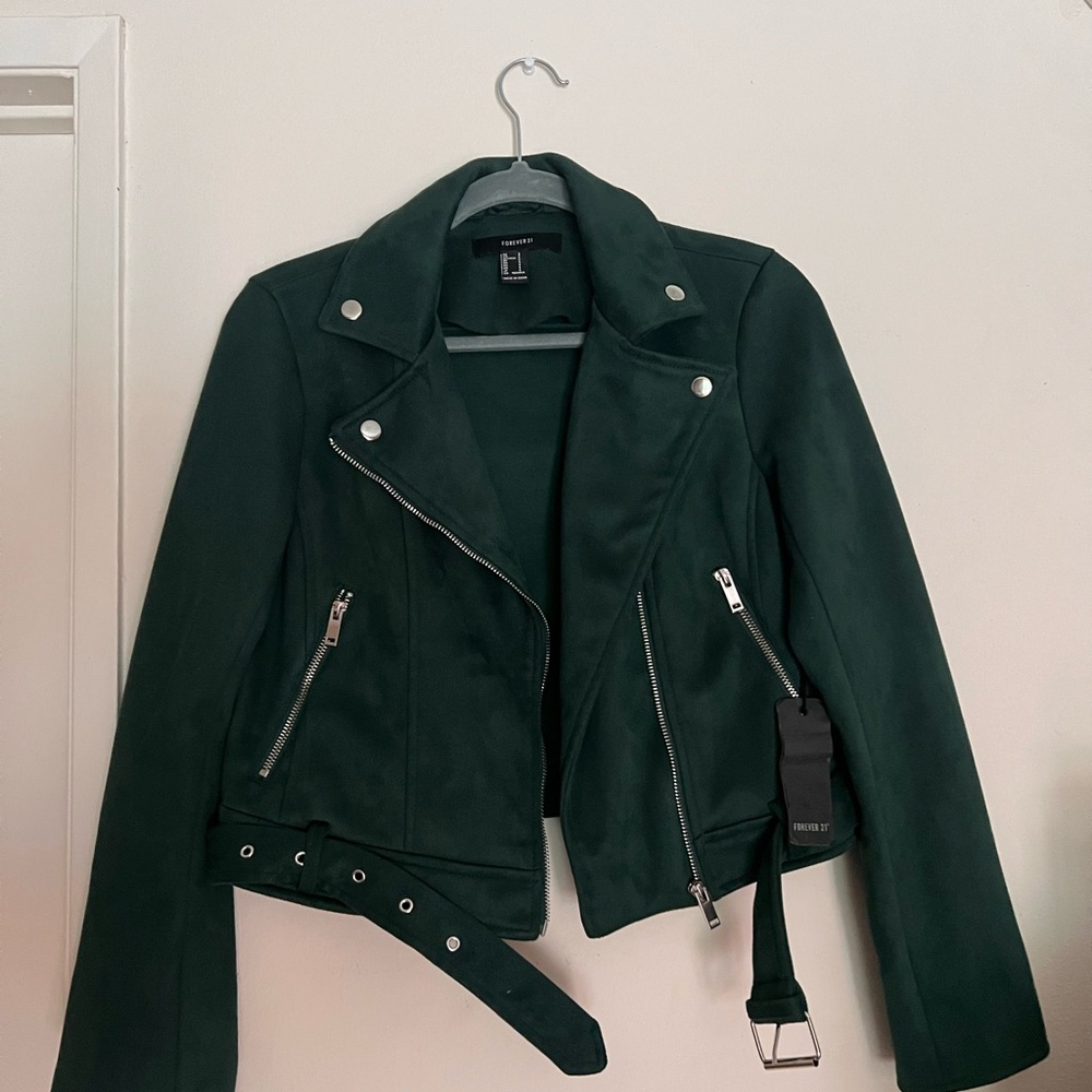 Forever 21 Women's Green Biker Jacket